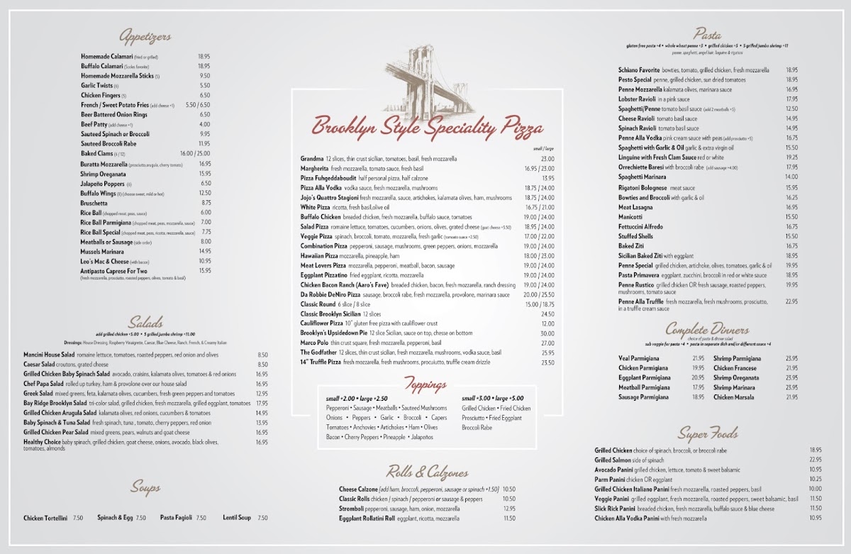 Mancini Pizza Menu - Image 2